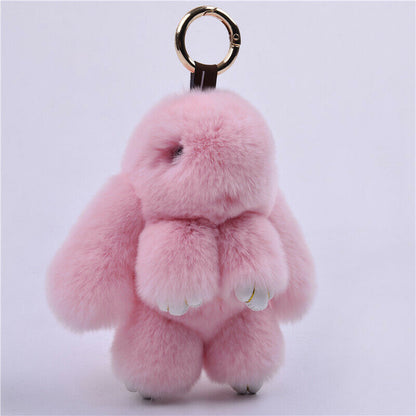 Fur Keychain Handbag Charm 14cm Real Rabbit Furry Flurry Pompom Car Decoration