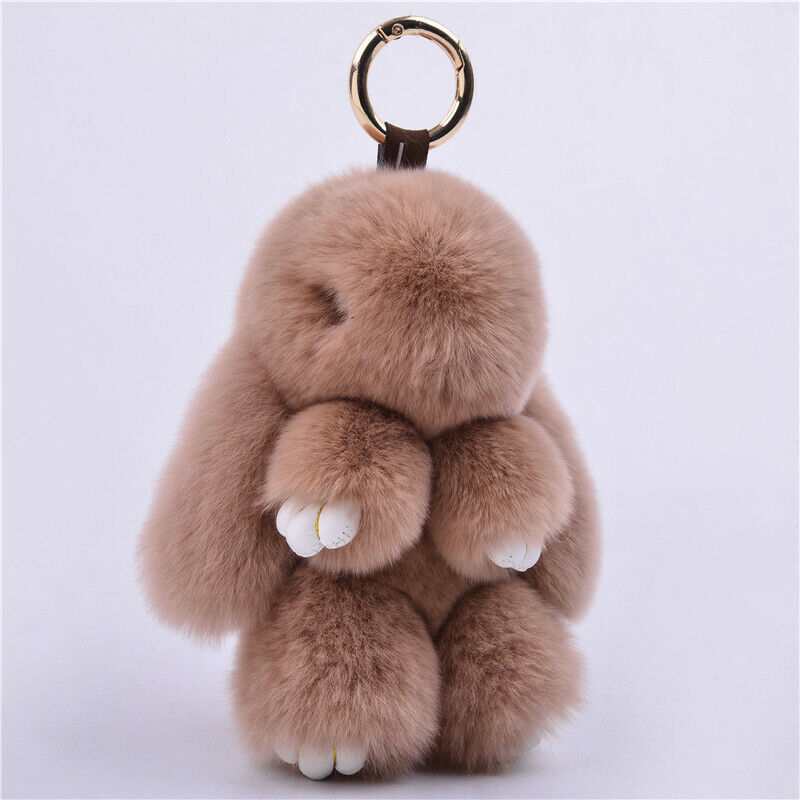 Fur Keychain Handbag Charm 14cm Real Rabbit Furry Flurry Pompom Car Decoration