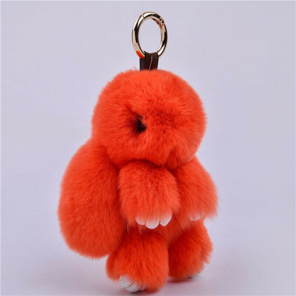 Fur Keychain Handbag Charm 14cm Real Rabbit Furry Flurry Pompom Car Decoration