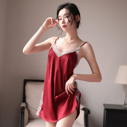 Backless Sexy Suspender Lace Nightdress Set