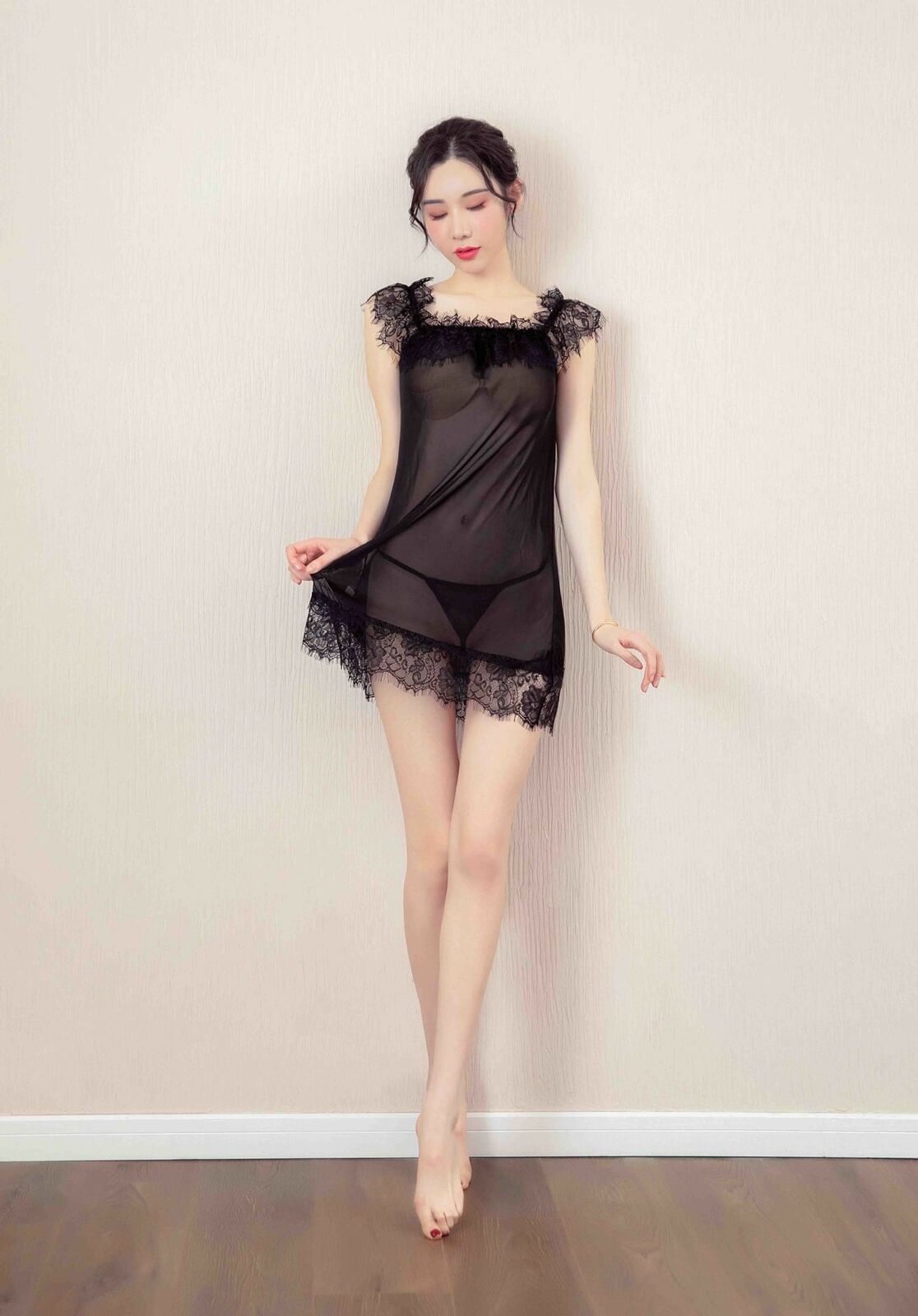 Sexy Lace Pajamas Eyelash Dress Nightdress