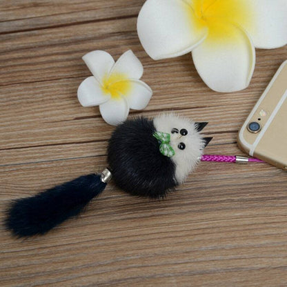 Furry Animal Keychain Real Mink Fur Lovely Fox Cute Gift Idea Bags PomPom Charm