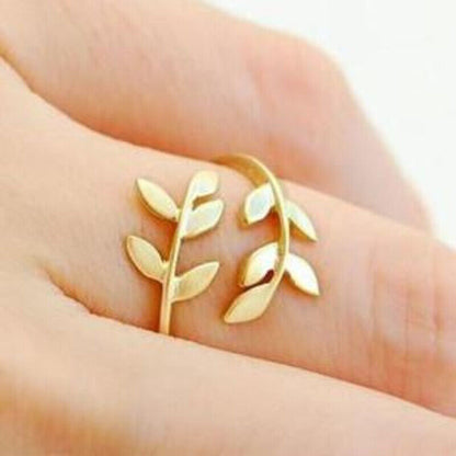 Olive branch leaf ring