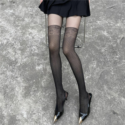 Wavy Silk Stockings Are Sexy Splicing Fake High Tube Pantyhose