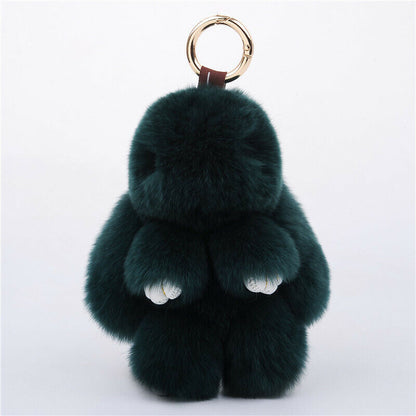 Fur Keychain Handbag Charm 14cm Real Rabbit Furry Flurry Pompom Car Decoration