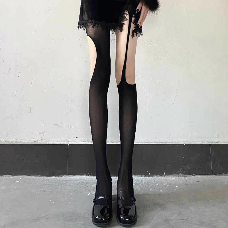 Sexy Suspender Integrated Pantyhose Hollow High Tube Pantyhose