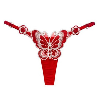 Transparent Adjustable Large Embroidered Butterfly Sexy Underwear Thong