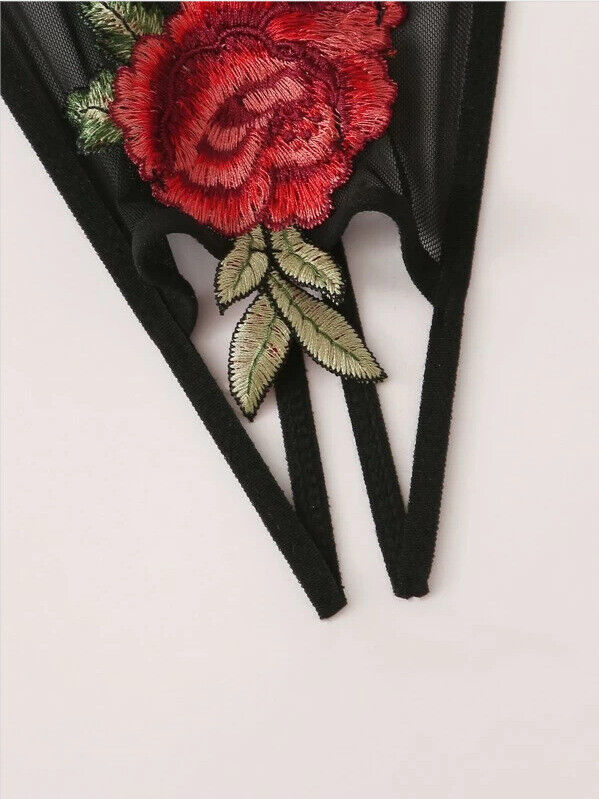 Sexy Three-point Embroidery Transparent Pajama Lace Suit Nightdress