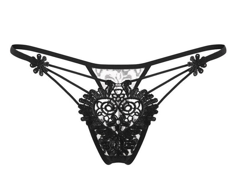 Sexy Tassel Sexy Transparent Thin Lace Edge Pearl Open File Embroidered Thong