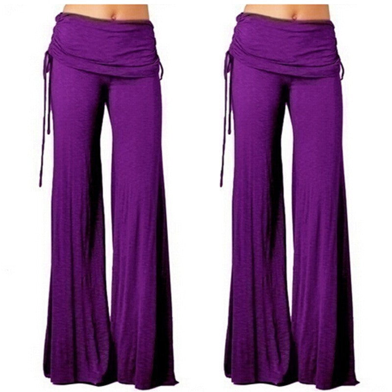 New FashionPure Color Low Waist Yoga Wide-legs Long Pants Beach Pants