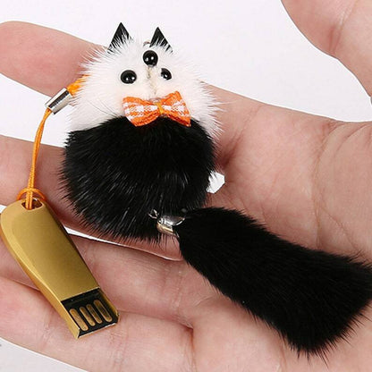 Furry Animal Keychain Real Mink Fur Lovely Fox Cute Gift Idea Bags PomPom Charm