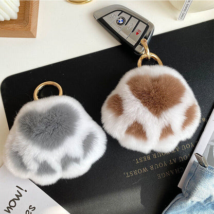 Real Rabbit Fur Pompom Ball Keychain Handbag Charms Cute Gift Idea Car Accessory