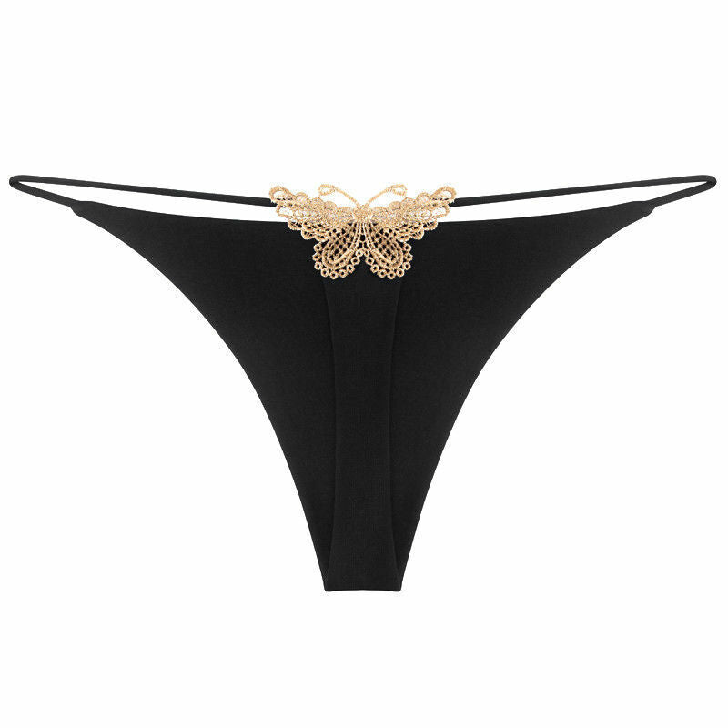 Transparent Adjustable Large Embroidered Butterfly Sexy Underwear Thong