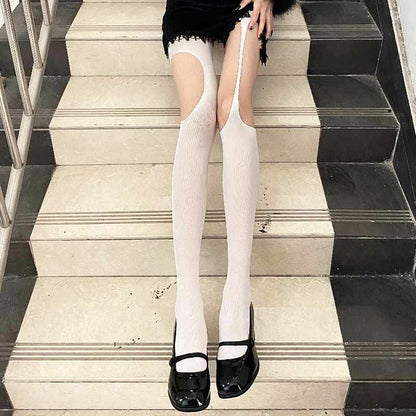 Sexy Suspender Integrated Pantyhose Hollow High Tube Pantyhose-Homeunderwear