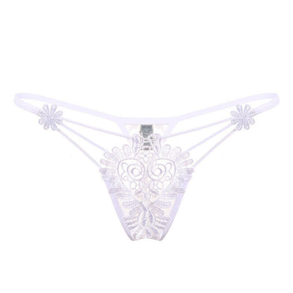 Sexy Tassel Sexy Transparent Thin Lace Edge Pearl Open File Embroidered Thong