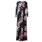 Maxi Dress Print 3/4 Sleeves Empire Floral Casual High Waist Long Party Dress