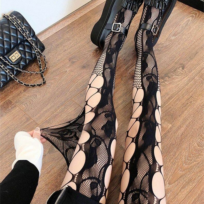 Sexy Underwear Hollowed Out Rose Net Stockings Bottomed Pantyhose