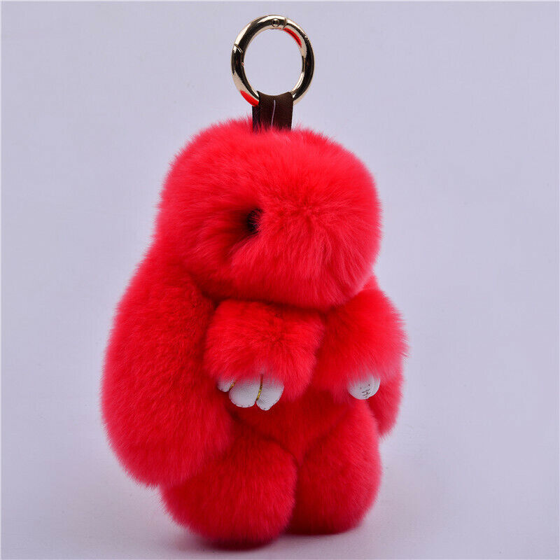 Fur Keychain Handbag Charm 14cm Real Rabbit Furry Flurry Pompom Car Decoration