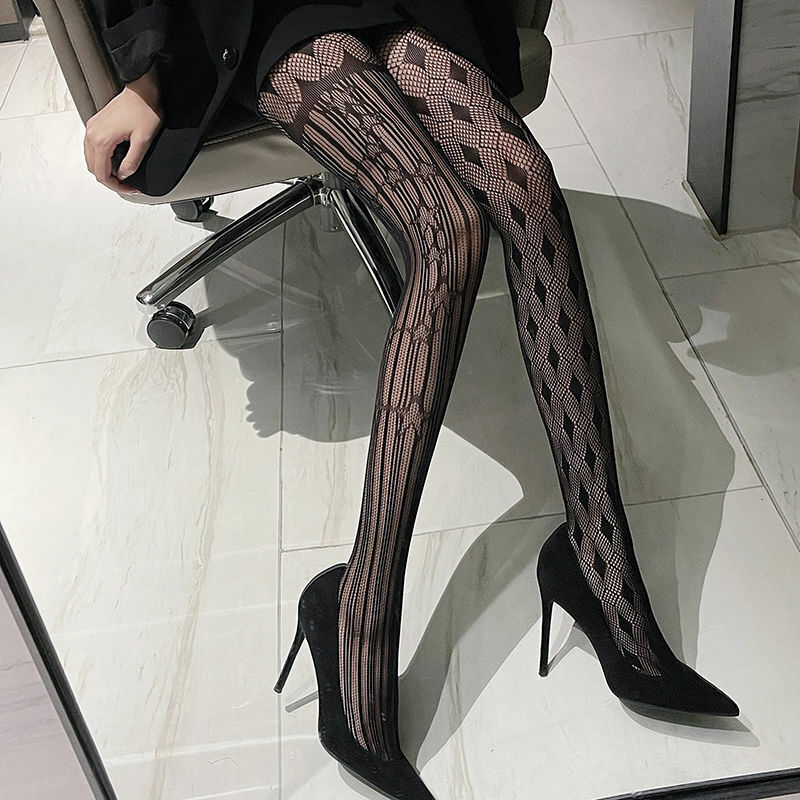 Sexy Asymmetric Pattern Sexy Hollow Out Trend Long Tube Bottomed Pantyhose