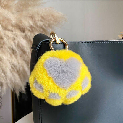 Real Rabbit Fur Pompom Ball Keychain Handbag Charms Cute Gift Idea Car Accessory