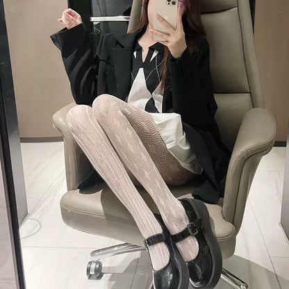 Sexy Asymmetric Pattern Sexy Hollow Out Trend Long Tube Bottomed Pantyhose