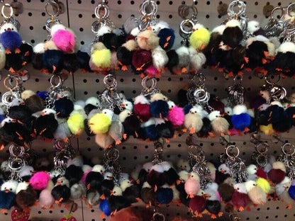 Fur Chicken Keychain Gift Idea Mink Fur Puppy Pom Bag Charms Phone Accessories