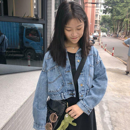 Loose student BF girl short denim coat