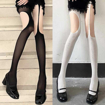 Sexy Suspender Integrated Pantyhose Hollow High Tube Pantyhose