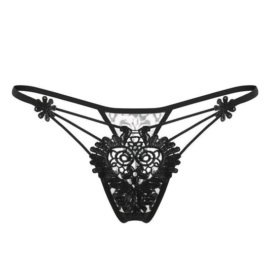 Sexy Tassel Sexy Transparent Thin Lace Edge Pearl Open File Embroidered Thong