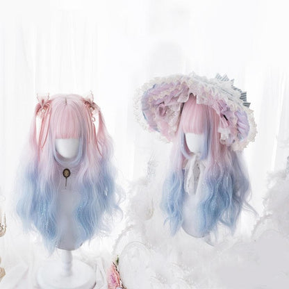 Free Shipping For Hivava Lolita Pink Blue Gradient Long Curly Wig