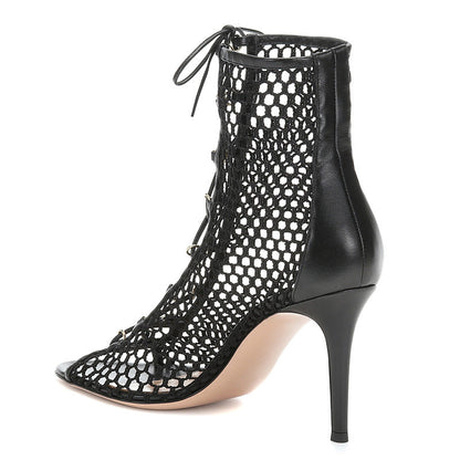 Ladies' Breathable Mesh Strappy High Heel Sandal Boots-Homeunderwear