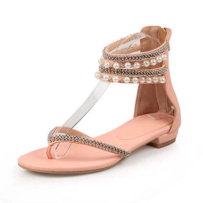 Beading Rhinestone Thong Women's Flat Flops Sandals-Homeunderwear