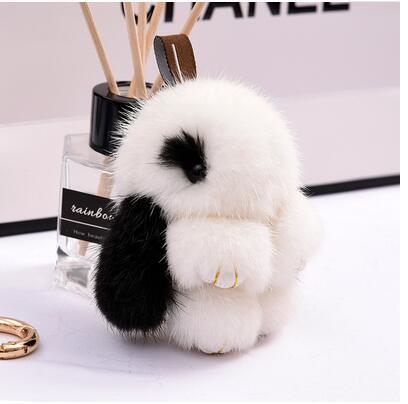 Mink Fur Bunny Bag Charm Keychain Plush Toy Car Keyring Accessory