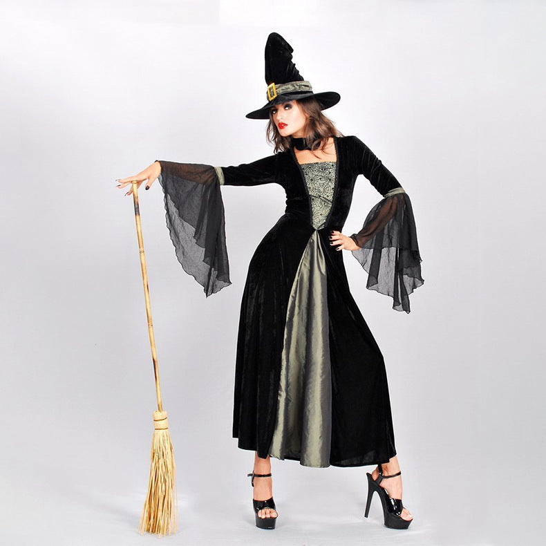 New Fashion Halloween Cosplay Black Mesh Long Skirt Witch