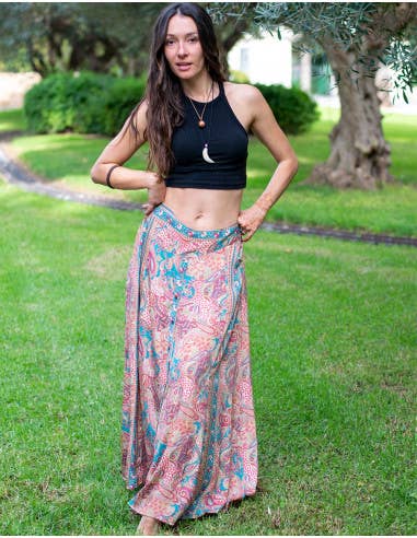 Free Shipping For Handcrafted OS Long Silk Skirt