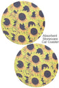 Free Shipping For SUNFLOWER PRINT DRINK CAR COASTER