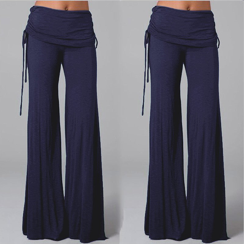 New FashionPure Color Low Waist Yoga Wide-legs Long Pants Beach Pants