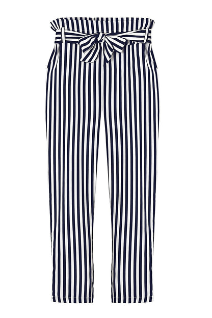 Clearance Striped Slim Strap Belt Long Skinny Casual Pants