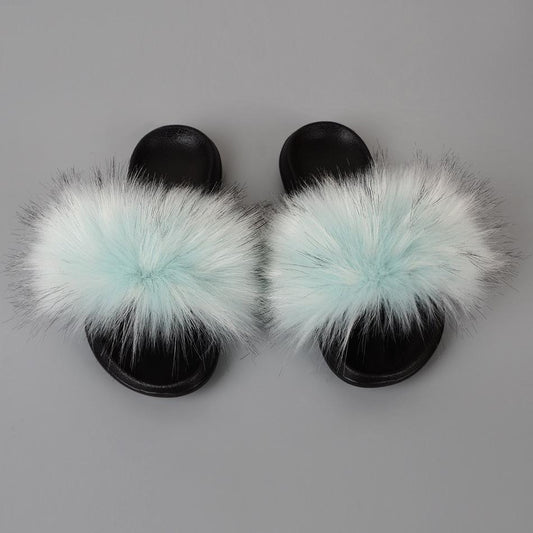 Raccoon dog hair imitation fox hair slippers women's hair sandals