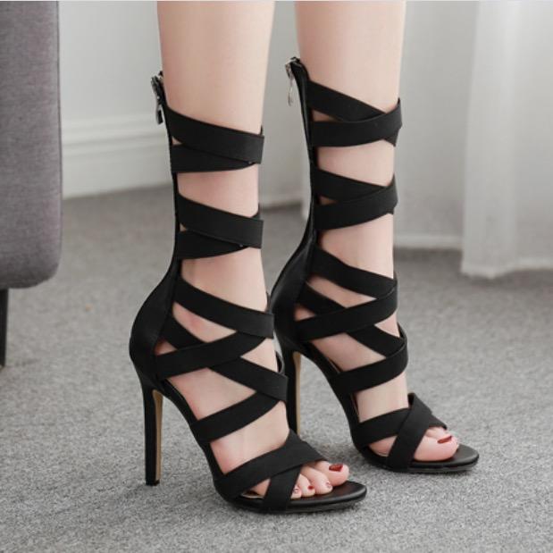 Elastic Bandage Roman High-Heeled Sandals