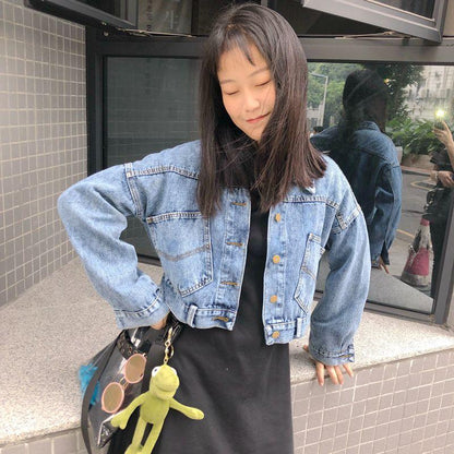 Loose student BF girl short denim coat