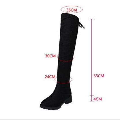 Elastic Thick Heel Round Head Plush Large Fashion Boots