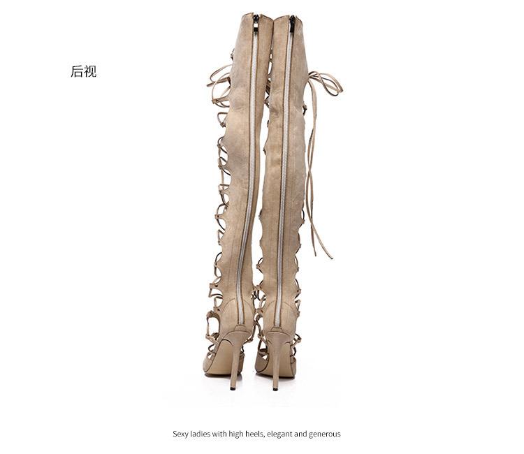 Bandage Open Toe Thin Heel Long Tube Cool Boots