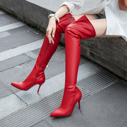 Autumn And Winter High Heel Thin Heel Side Zipper Elastic High Boots