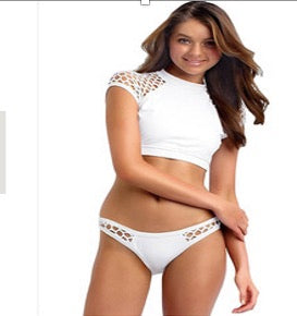 Free Shipping Clearence Hollow Patchwork Solid Two Pieces Swimwear Bikini Set