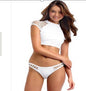 Free Shipping Clearence Hollow Patchwork Solid Two Pieces Swimwear Bikini Set
