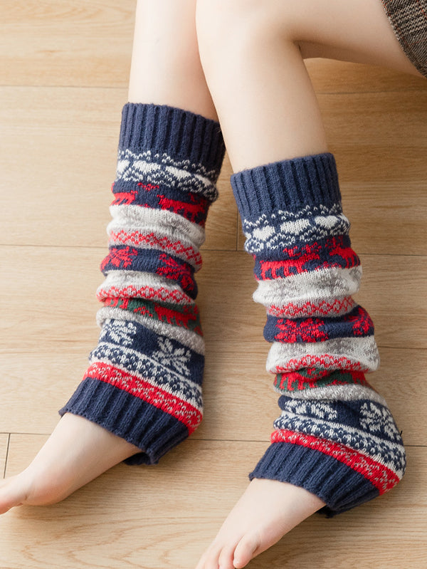 Knitting Keep Warm Printed Leg Warmers Accessories-Homeunderwear