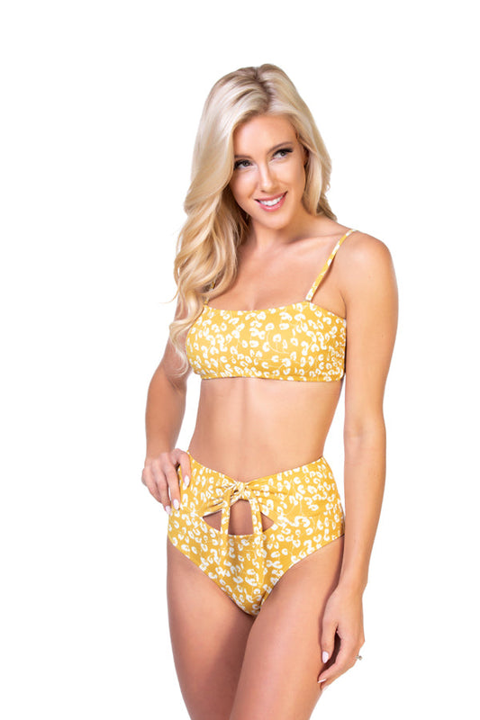 Free Shipping For New Yellow Floral Bikini Set Featuring