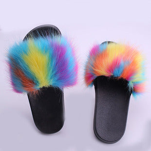 Summer Fuzzy Fox Slippers - Women's Monster Face Indoor Shoes