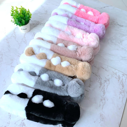 Winter Faux Rabbit Fur Scarf - Cozy & Colorful